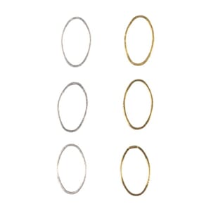Metall deler - Oval ring i gull & sølvfarget metall, 6 stk