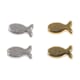 Metall perler - Fisker, gull- og sølvfarget, 9x5,2mm, 4 stk