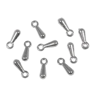 Metall pynt - Små dråpe anheng, sølvfarget, 10 stk