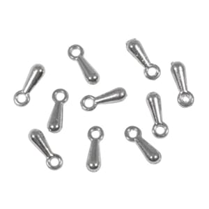 Metall pynt - Små dråpe anheng, sølvfarget, 10 stk