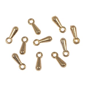 Metall pynt - Små dråpe anheng, gullfarget, 10 stk