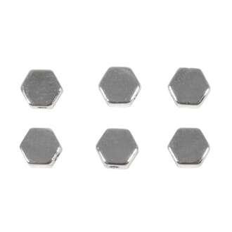 Metall perler - Heksagon, sølvfarget, 6 stk