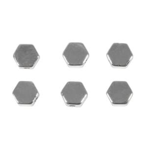 Metall perler - Heksagon, sølvfarget, 6 stk