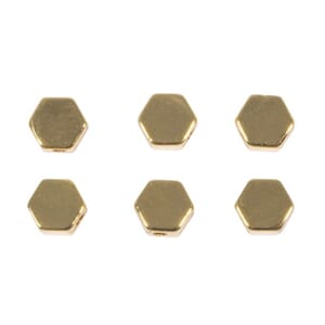 Metall perler - Heksagon, gullfarget, 6 stk