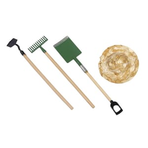 Miniatyr - Hageutstyr og solhatt, 4 deler