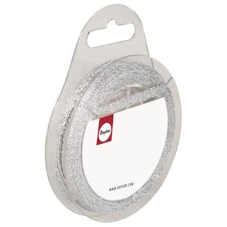 Glitterbånd - Sølv, bredde 6 mm, 1 rull