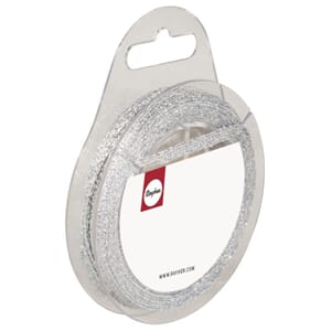 Glitterbånd - Sølv, bredde 6 mm, 1 rull