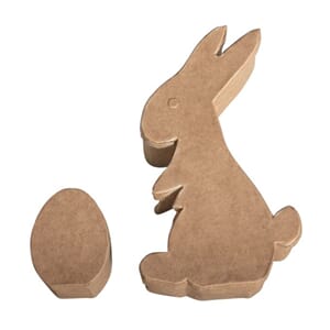 Pappmache - Påskehare og egg, str 9,5x16x5 cm, 2 deler