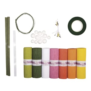 Kreppapir - Blomster sett, inkl. tilbehør