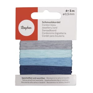 Snor - Smykketråd i blågrå farger, 4x 5 meter