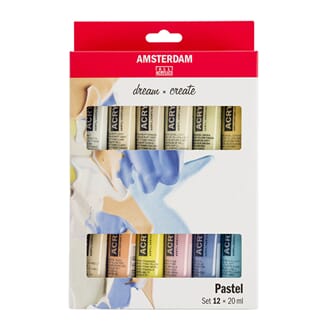 Amsterdam - Pastellfarger Standard Akryl, 12 farger