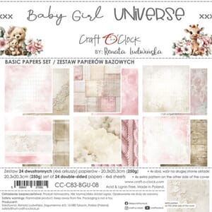 Craft O'Clock - Baby Girl Universe 8x8 Inch Basic Papers Set