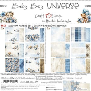 Craft O'Clock - Baby Boy Universe 8x8 Inch Medium Papers Set
