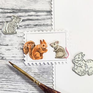 Gummiapan - Ekorn og mus dies, str 21x18 mm