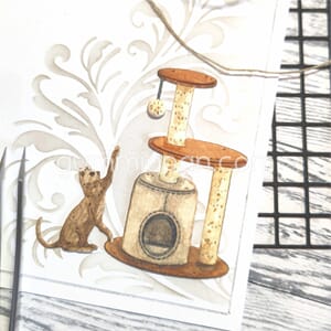 Gummiapan - Katt og kattemøbel, str 26x34 och 40x66 mm