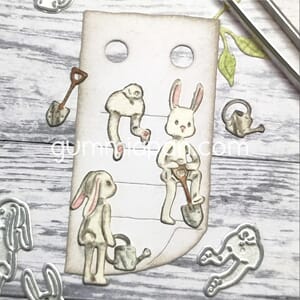 Gummiapan - Kaniner med hageredskap dies, str 20x28