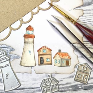 Gummiapan - Fyrtårn og hus dies, str 15x40 mm