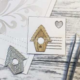 Gummiapan - Fuglehus i tre dies, str 24x30 mm