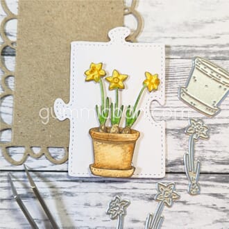 Gummiapan - Påskeliljer i potte dies, str 30x52,5 mm