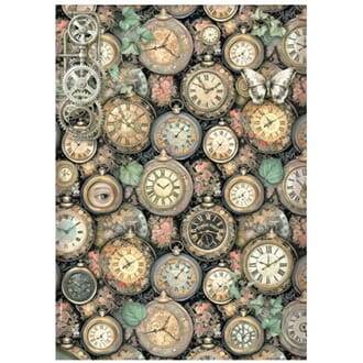 Stamperia - Gardens of Time A4 Rice Paper Clock Pattern