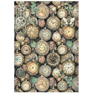 Stamperia - Gardens of Time A4 Rice Paper Clock Pattern
