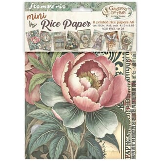 Stamperia - Gardens of Time A6 Mini Rice Paper, 8 ark