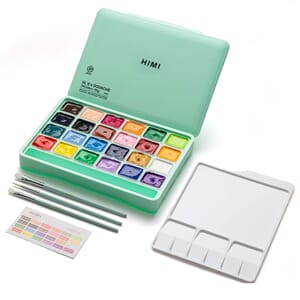 HIMI - Mint Jelly Cup Gouache Sett 24stk, 3 pensler