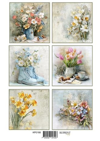 Reprint klippeark -  Hello Spring Flowers, str A4