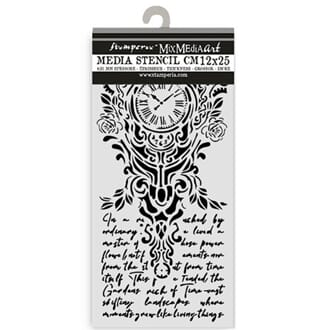 Stamperia - Gardens of Time Thick Stencil 12x25cm Clock and