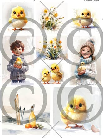 Papirdesign - Påskebarn Motivark, A4