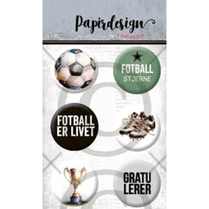 Papirdeisgn - Fotball Buttons, 6/Pkg