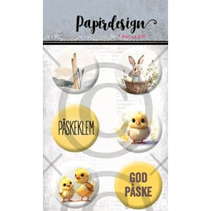 Papirdeisgn - Påske 3 Buttons, 6/Pkg