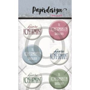 Papirdeisgn - Konfirmant Buttons, 6/Pkg
