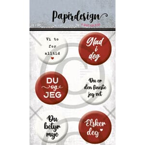 Papirdeisgn - Glad i deg Buttons, 6/Pkg