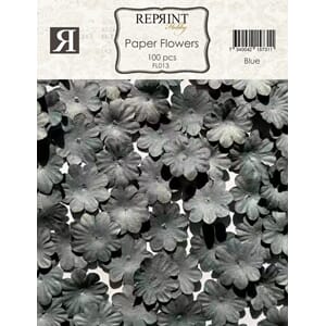 Reprint - Blue paprblomster, mini, str 20 mm, 100 stk