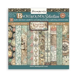 Stamperia - Gardens of Time Maxi Backgr 8x8 Inch Paper Pack