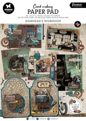 Studio Light - Gearhead Workshop A4 Card Making Paper - HOBBYKUNST NORGE