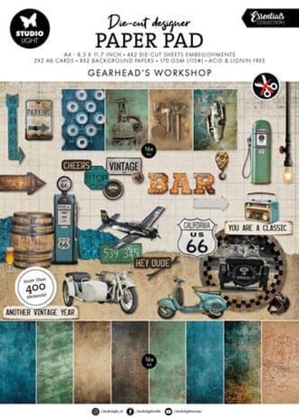 Studio Light - Gearhead Workshop A4 Card Making Paper Pad
