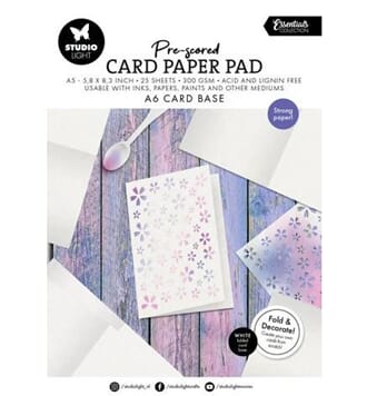 Studio Light - Pre-Scored Card Paper Pad A6 White Cards