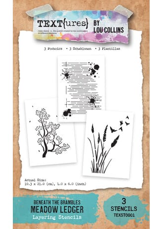 TEXT(ures) - Meadow Ledger 4x6 Inch Layering Stencil Set
