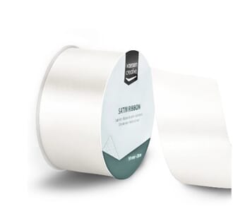 Dekorbånd - Hvit sateng bånd, bredde 5 cm, metervare