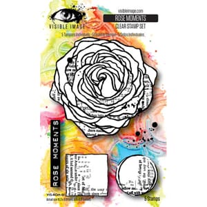 Visible Image - Grunge Florals 4x6 Inch Stamp Set Rose Momen