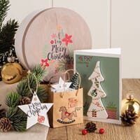 Lag julekort, gaveposer og gaveesker med rub-on transfers