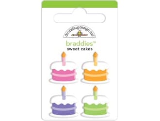 Doodlebug: Sweet Cakes Bright Braddies Brads 4/Pkg