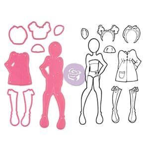 Prima: Gracie - Mixed Media Doll Clear Stamps w/Pink Dies