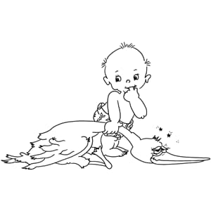 Montert stempel - Baby med stork, str 7x10 cm