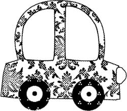 Suzanne Carillo: Flower Car - Mounted Red Rubber Stamp