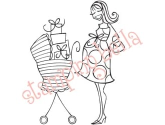 Stamping Bella: Rubber Stamp - Babycarriage-Abella
