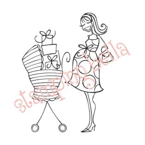 Stamping Bella: Rubber Stamp - Babycarriage-Abella
