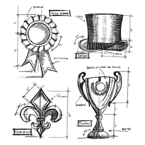 Tim Holz: High Society Blueprints - Cling Rubber Stamp Set